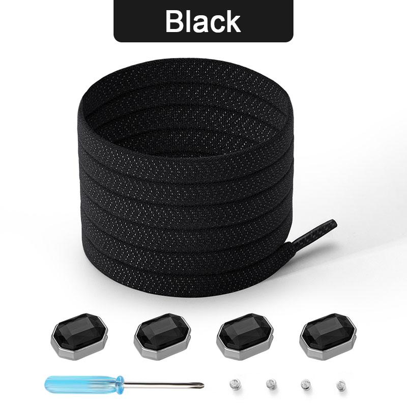 Colorful Diamond Elastic Laces Sneakers No Tie Shoelaces Rhinestone Shoe Laces without Ties Kids Adult Quick Flat Shoelace 1Pair