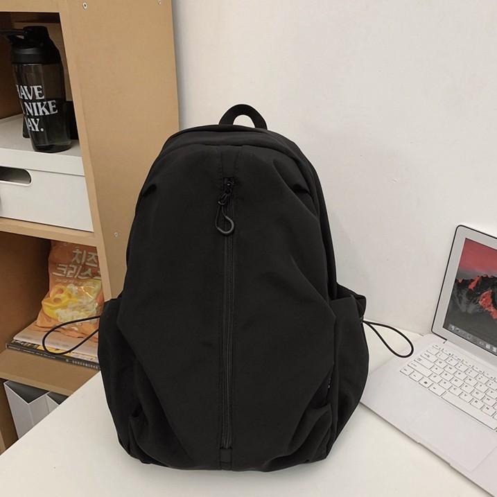Schoolbag Korean Simple Solid Color Zipper Computer Backpack Large Capacity Couple Casual Versatile Junior High School Student Backpack