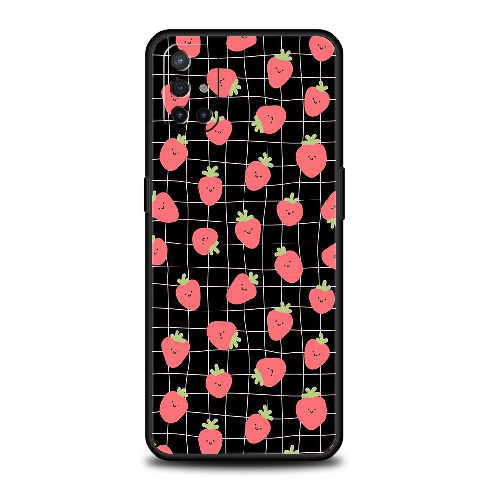 

Cute Strawberry & Ditsy Floral Pink Phone Case For Oneplus 13R 13 12R 12 10T 11 10R Nord N30 N200 N10 9 9R CE 2 3 Z Pro Soft TPU Nord CE 2 Lite