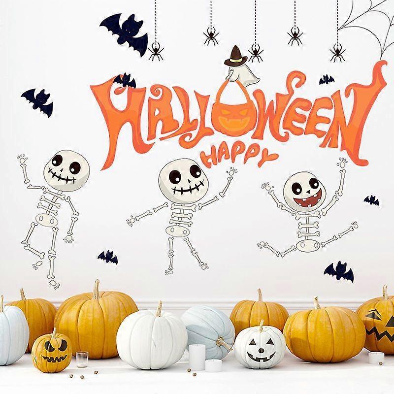30*90CM funny skull family celebration Halloween glass showcase home wall decoration wall stickers 2 sheets