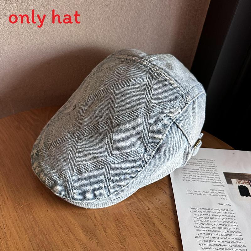 Retro Solid Simple Color Striped Neutral Casual Beret For Autumn And Winter