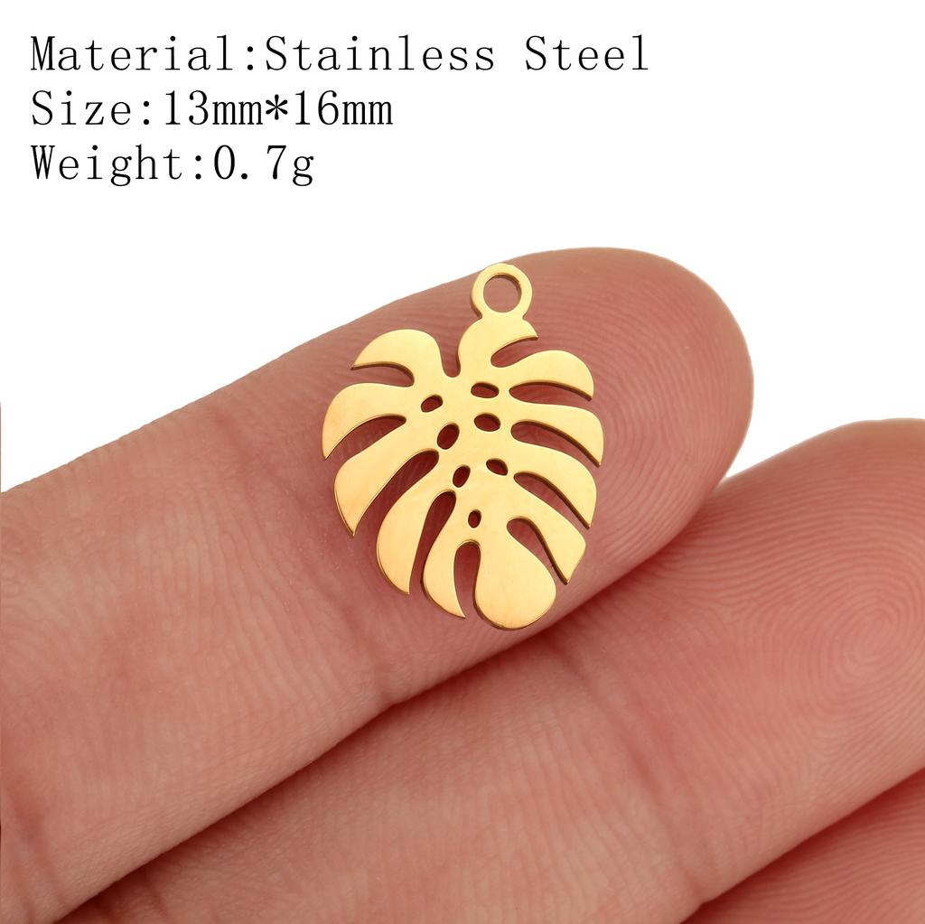5Pcs Pineapple/Monstera Leaf/Tropical Hawaii Palm Tree Charms Stainless Steel Conch Pendant DIY Bracelet Necklace Jewelry Making