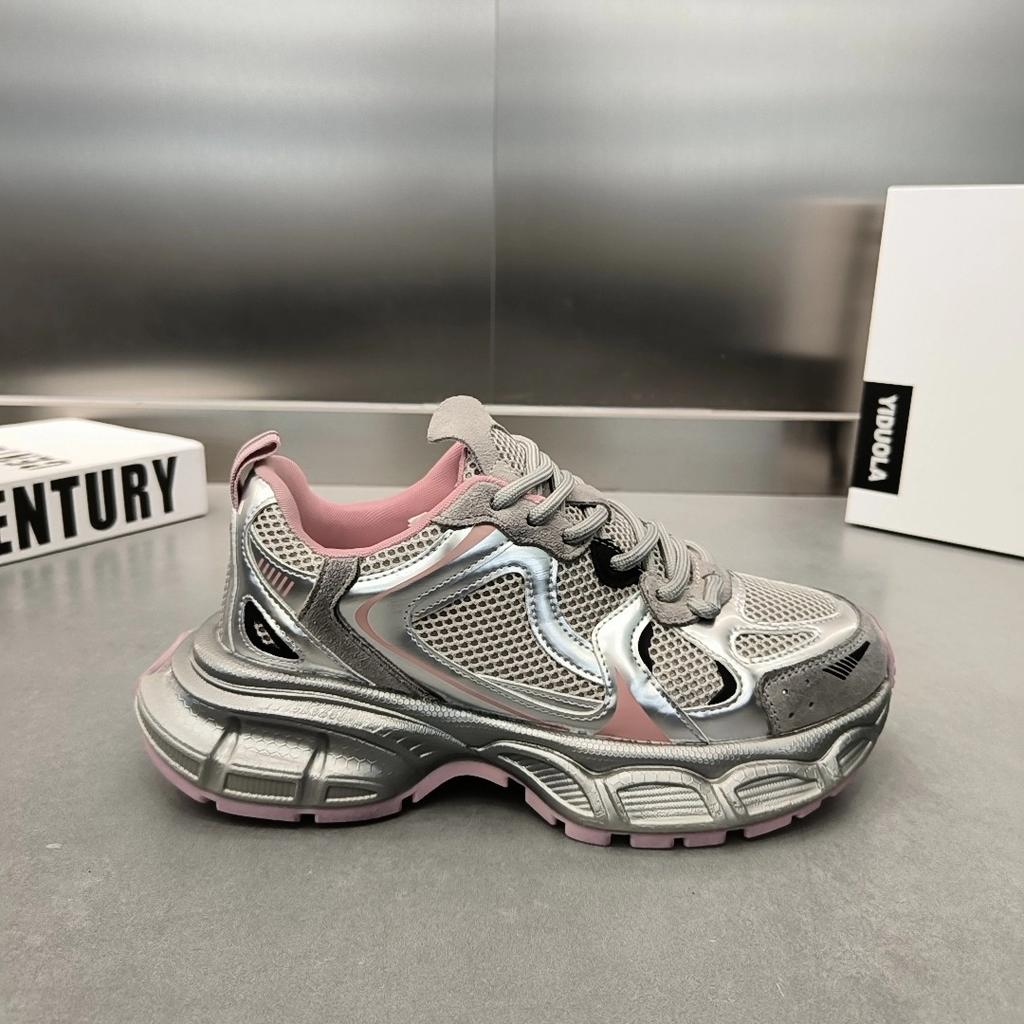 Platform Dad Shoes Silver Heavy Industry Women's New Sports Shoes Women's Light Casual Shoes Fried Street Women's Single Shoes