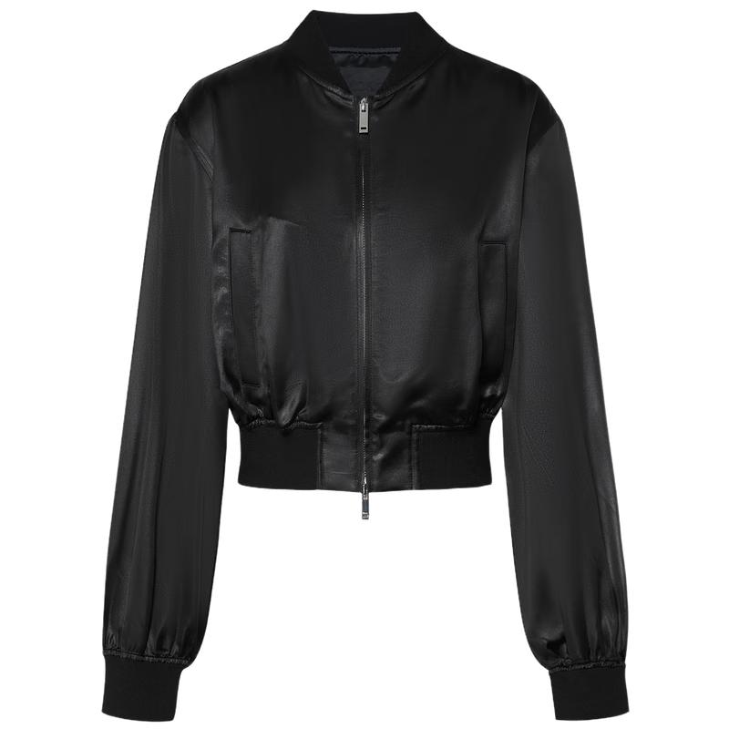 

MO&Co. Осенняя бейсбольная куртка из ацетатной смеси и сатина 2024 M 165