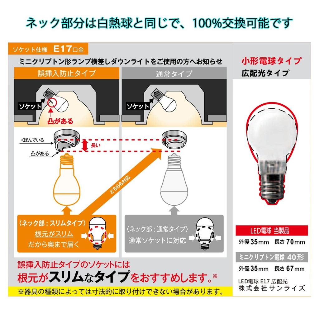 Mini-Krypton LED Bulbs, E17 Base, 60W, Incandescent Color Equivalent, 760lm, Compact 5W Bulb [Slim Neck], High Brightness, Wide Beam Distribution,