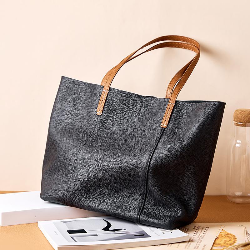 Cowhide Tote Bag Luxury Designer Genuine Leather Women's Bag Fashion Large Capacity Removable Women Shoulder Bags