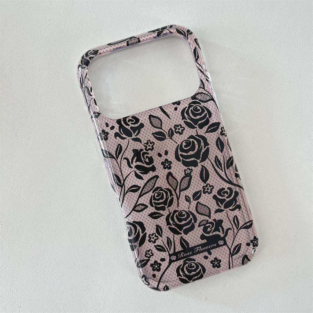 Anti-Drop Simple Lace Rose Phone Case for iPhone 14/13/12/11 Pro Max