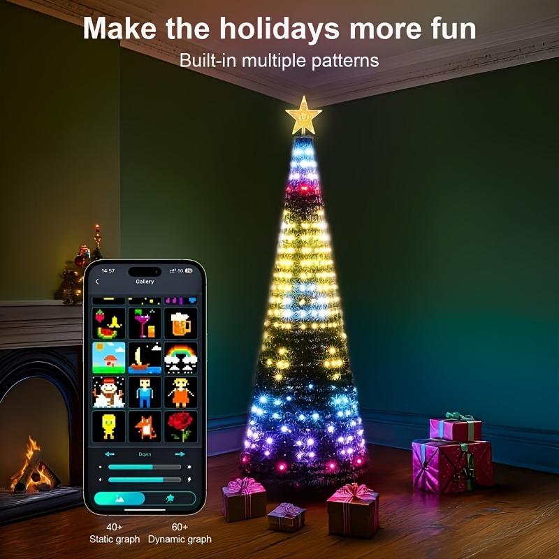 Smart Christmas Cone Tree Lights Indoor Outdoor,LED Wall Decor For Christmas Tree,Garden, Bedroom, Bar, Wedding, Birthday Party,