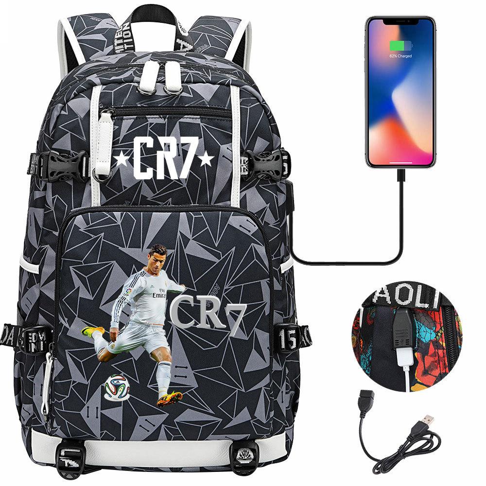 Youth Student Backpack with Soccer Star Print, Casual Travel Daypack for Boys and Girls, Large Capacity, Comfortable Shoulder Straps