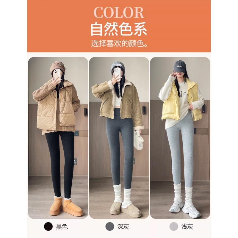 Women High Waist Thickened Fleece Thermal Leggings Outer Wear Winter Warm Pants