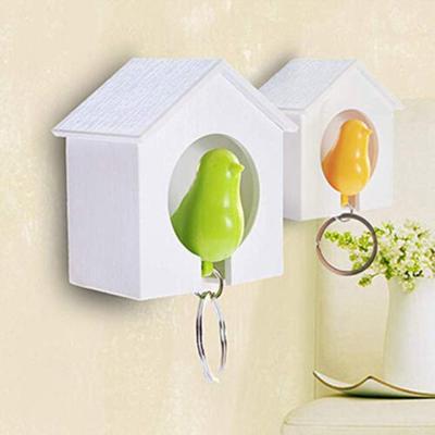 Wall Mounted Bird Key Holder Bird House Shape Keys Rails Creative Anti-lost Key Holder  Home