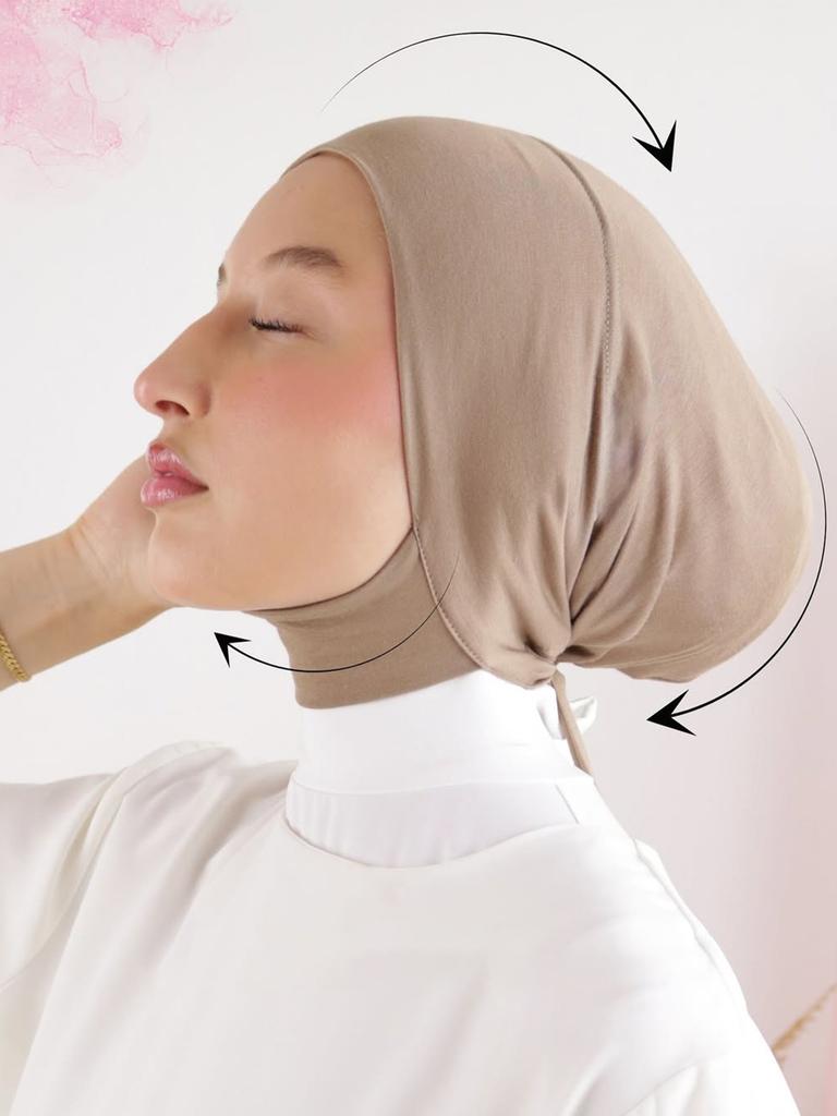 Muslim Women Instant Hijab With Straps Bonnet Soft Jersey Modal Tie Back Undercap Inner Cap Solid Stretch Turban Headband Eid