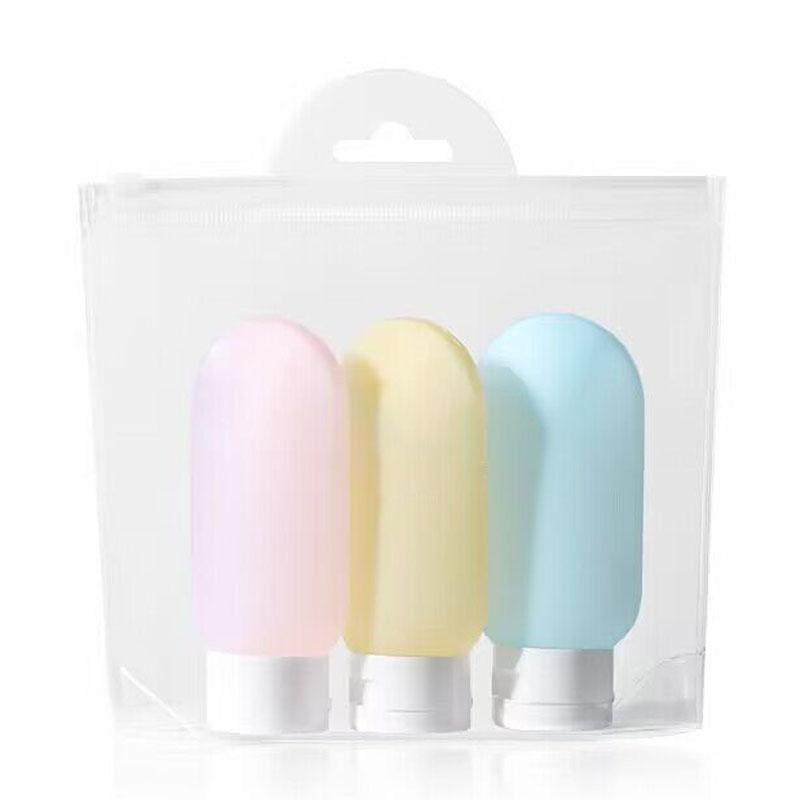 3Pcs Soft Silicone Refillable Bottles Set Lotion Shampoo Squeeze Tube Container Empty Bottle Travel Botttle Beauty Makeup Tools