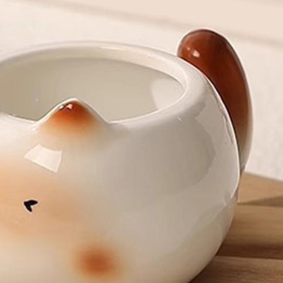 Ceramic Coffee Mug 210ml Cute Cat Espresso Cup with Tail Handle Microwave Dishwasher Safe