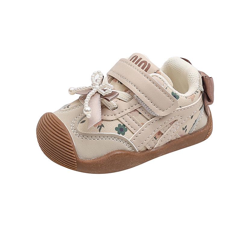 Autumn Infant Soft Sole Walking Shoes with Bowknot - Korean Style Anti-slip Sneakers for Baby Girls