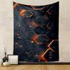 Hexagonal Geometric Design with Orange Accents Patterned Tapestry for Bedroom and Living Room Home Decor Sofas