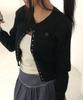Chicks Round Neck Cardigan Black