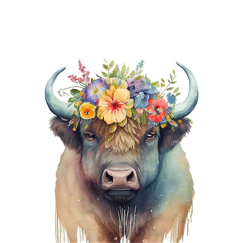 Abstract Cute Higland Cattle Art Canvas Paintings Watercolor Highland Cow Posters and Prints Wall Art Pictures for Home Decor