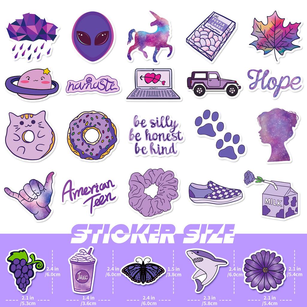 50 Purple Mix and Match Stickers Shein New Purple Small Fresh Cartoon Temu Stickers