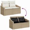 6 Piece Sofa Set with Cushions Beige and Cream Poly Rattan