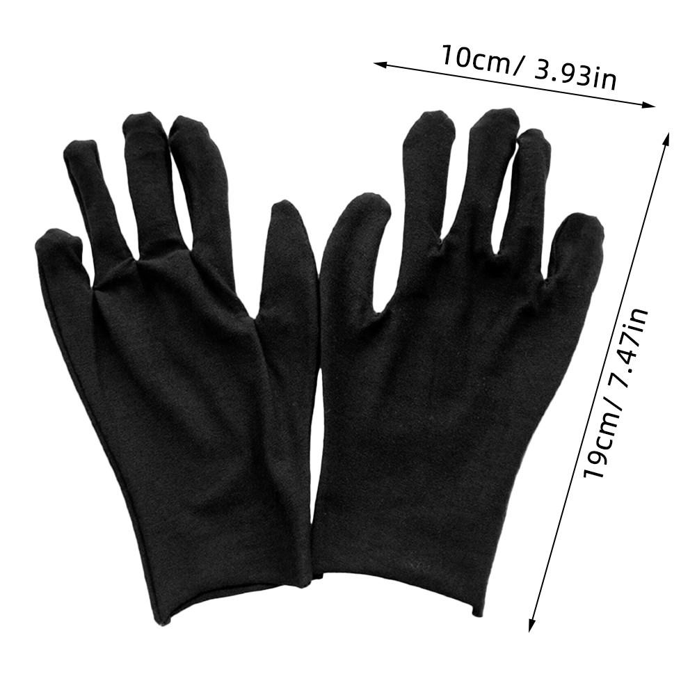 12Pairs Thick Cotton Gloves Labour Protection Comfortable Black Working Gloves Safety Hand Protection Thin M Size
