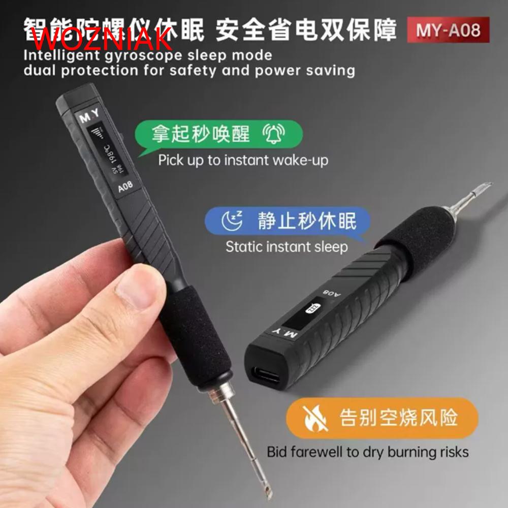 YCS MY-A08 Digital Soldering Iron Manual Tool Combination 5-20V Adjustable Temperature Type-C Electric Welding for Phone Repair