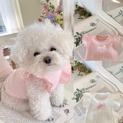 Adorable Dog Vest with Delicate Bowknot Teddy Clothes Summer Two-legged Pet Apparel Cat Clothes Breathable Dog Tank Top