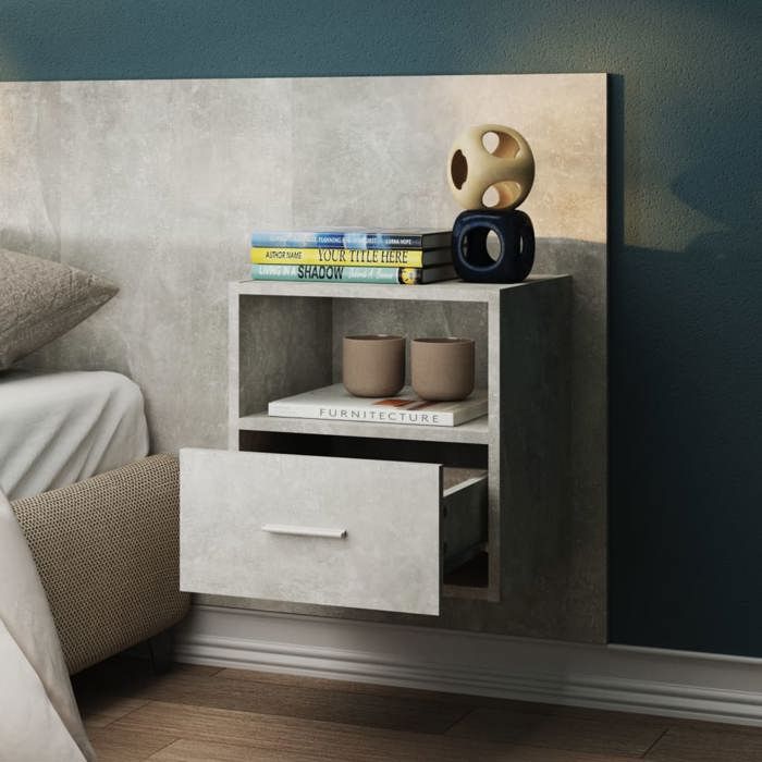 VidaXL Wall-mounted Bedside Table Concrete Grey 811015