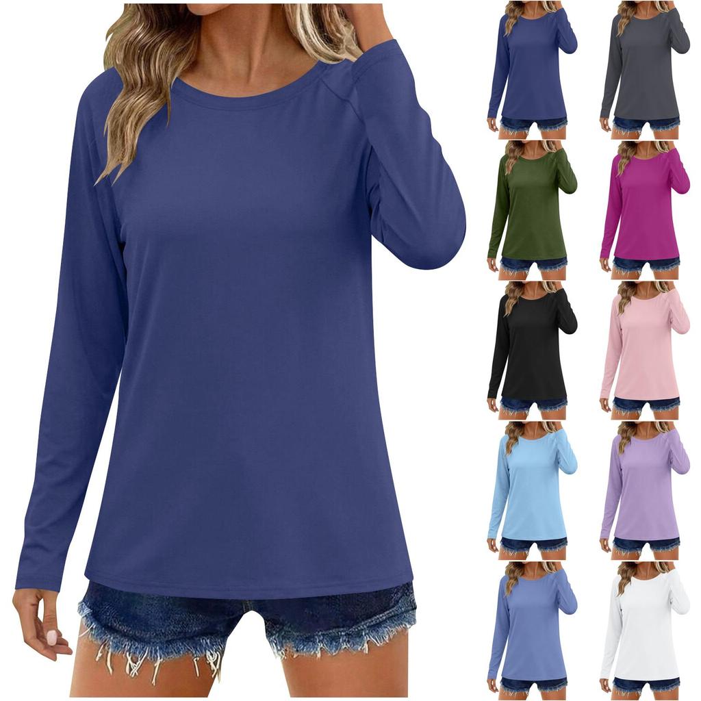 Women's Fashionable Casual Oversized Raglan Sleeve Colour Neck Pullover T-Shirt