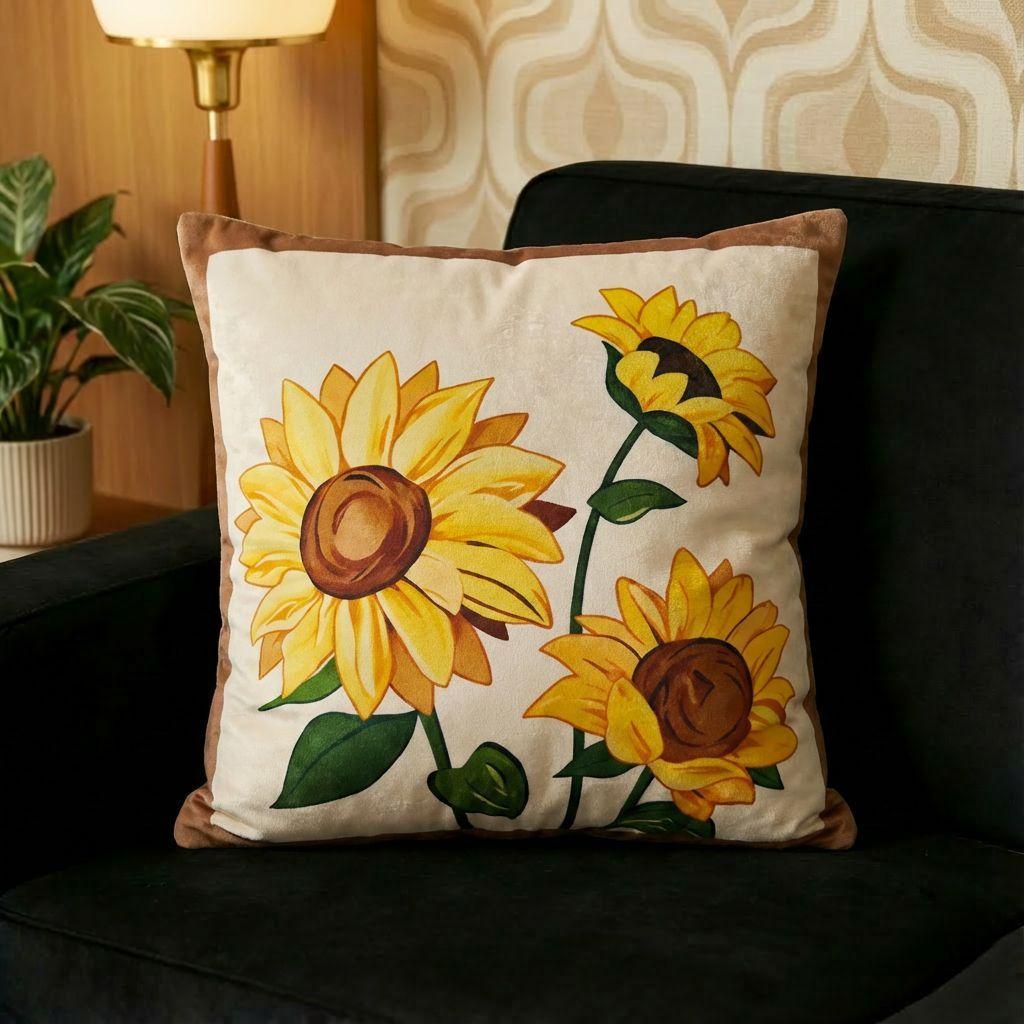 Retro Sunflower Pillowcase Luxury Sofa Cushion Atmosphere Decorative Pillow Cover For Homestay Bedhead Customizable Washable
