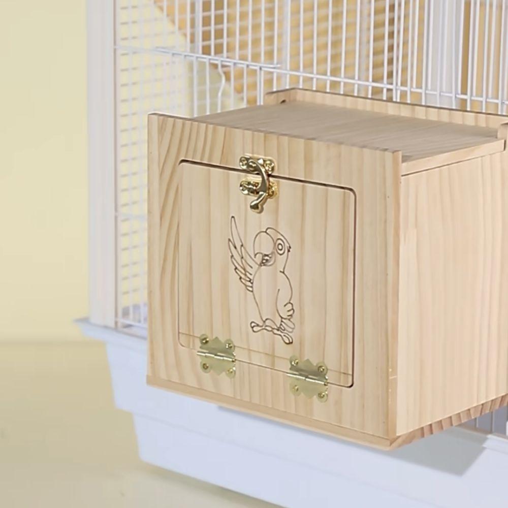 Wall Mount Parrot Breeding Box Wooden Parrot Shelter Stand Parrot Wood House  for Bird Cage