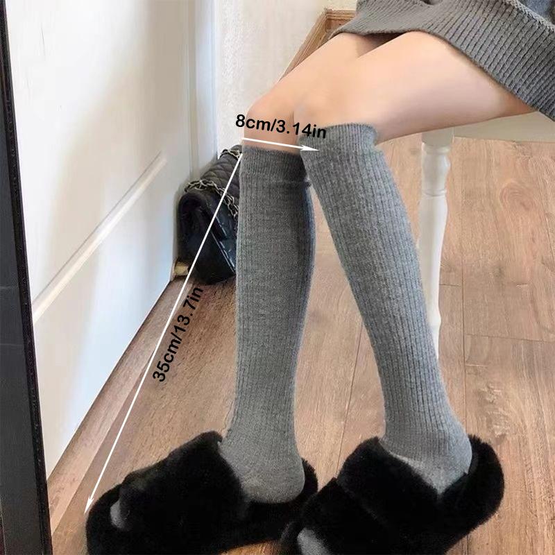 1 pereche de șosete de iarnă pentru viței, de culoare uni, și șosete lungi, îngroșate, calde, subțiri, material tricotat