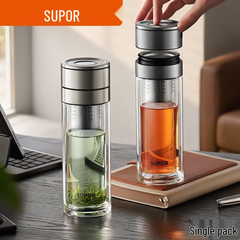 Supor One-Touch Tea Separation Glass Mug
