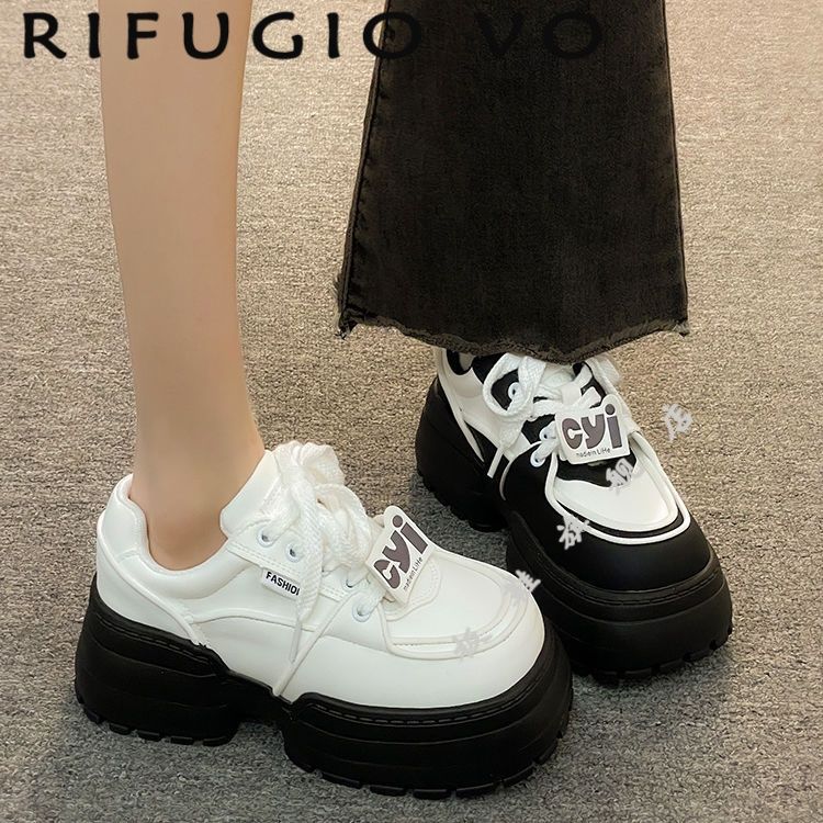 Versatile Muffin Little White Shoes Women's Spring and Autumn Thick Soles New Niche Height-increasing Casual Sports Shoes