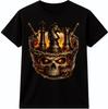 Totenkopf Schach Grafik T-Shirt König Springer Turm Dunkle Fantasy Strategie Design Tee
