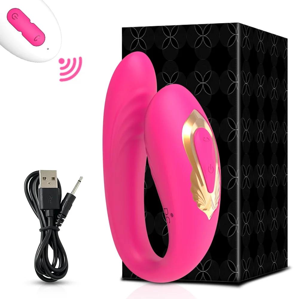 Wireless Remote Control Vibrating G Spot Clitoris Stimulator Double Penetration Dildo Vibrators Couples Adult Sex Toys for Women