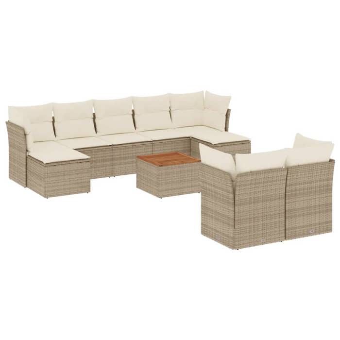 VidaXL Garden Lounge Set with Cushions 10 Pcs Beige Braided Resin 3223874