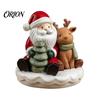 Unique Christmas Present for Friends Santa And Deer Figurine, Gnome Resin Statue, Holiday Claus Reindeer Figurines Table Centerpiece Home Living Room