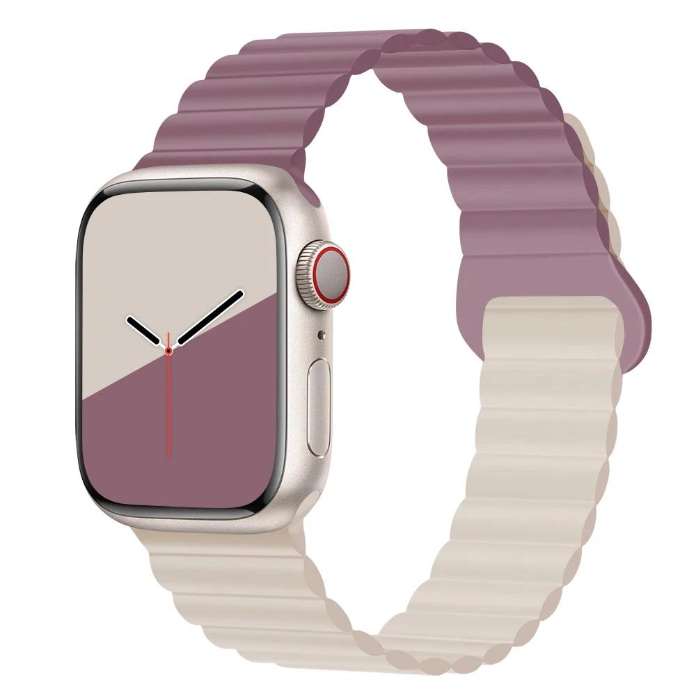 Magnetyczny Pasek Silikonowy Sportowy Bransoletki Do Apple Watch 41mm 42mm 44mm 45mm 46mm 49mm iWatch Seria 11 10 9 8 7 6 5 4se