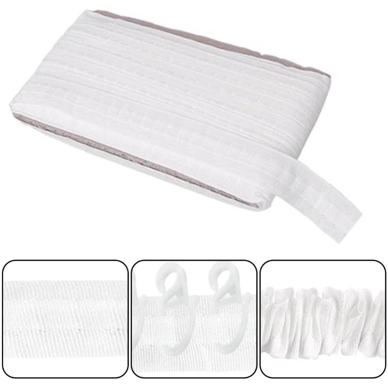 Curtain Pleat Tape 30 Meter Pleater Tape with 50Pcs S Shape Plastic Curtain Pleater Hooks White Curtain Heading Tape