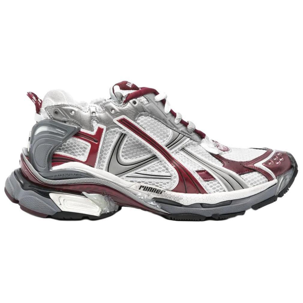 Balenciaga Runner Casual Shoes Men's White Gray Red 772774W3RMU9069