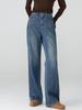 Xin Ge 3D Color Block High Waist Wide Leg Jeans for Women – Spring/Autumn 2026 Slimming Loose Fit.