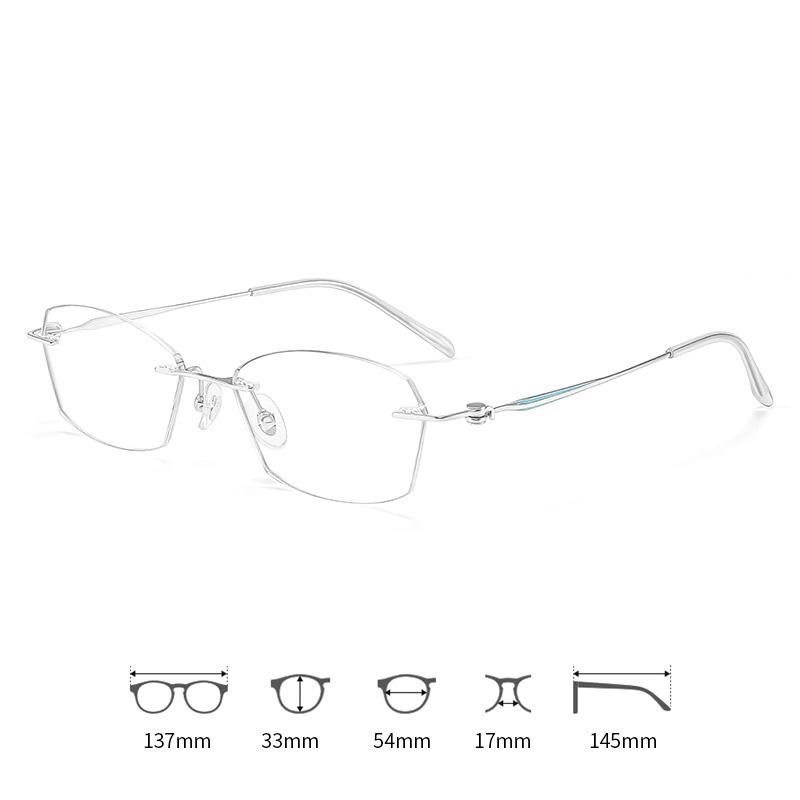 Professional Pure Titanium Ultralight Women's Rimless Business Glasses Frame Prescription Eyewear for Myopia & Executive Work