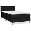 3130467 vidaXL Lit à sommier tapissier et matelas Noir 80x200 cm Tissu