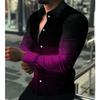 Men Ombre Gradient Tone Slim Long Sleeve Shirts