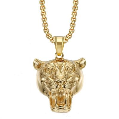 Punk Mode Herren Löwenkopf Anhänger & Kette Männlich Goldfarbe Edelstahl Tierkönig Halskette Für Männer Cooles Schmuckstück Geschenk