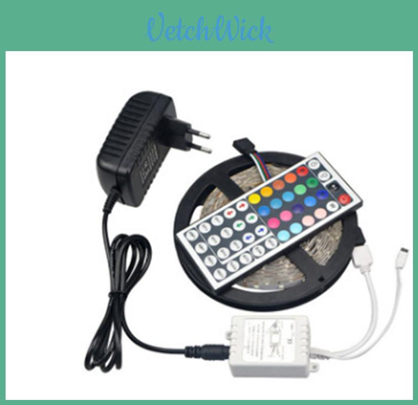 12v 3528rgb Led Tape With Mini Remote Controller Nonwaterproof Bright Lighting For Tv Background Decoration