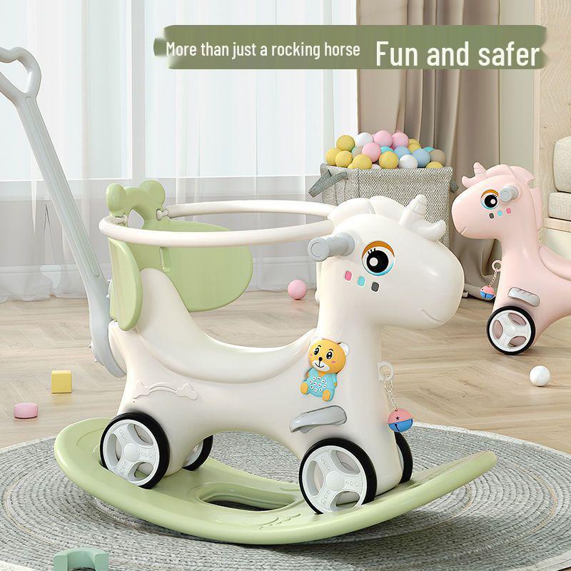3-in-1 Wooden Rocking Horse & Ride-On Toy: Perfect First Birthday Gift for Boys and Girls
