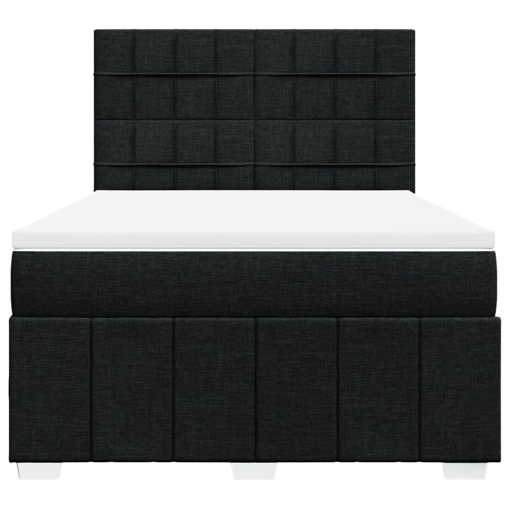 Box Spring Bed with Mattress Black 140 X 190 Cm Fabric