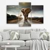Three Piece Picture Canvas Print Elephant On the Road